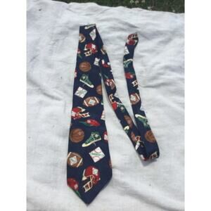 Tabasco Men silk tie blue red football hot sauce converse fun funny hot sauce
